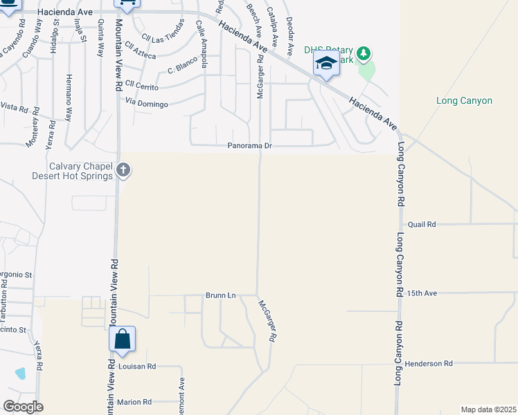 map of restaurants, bars, coffee shops, grocery stores, and more near McCarger Road in Desert Hot Springs