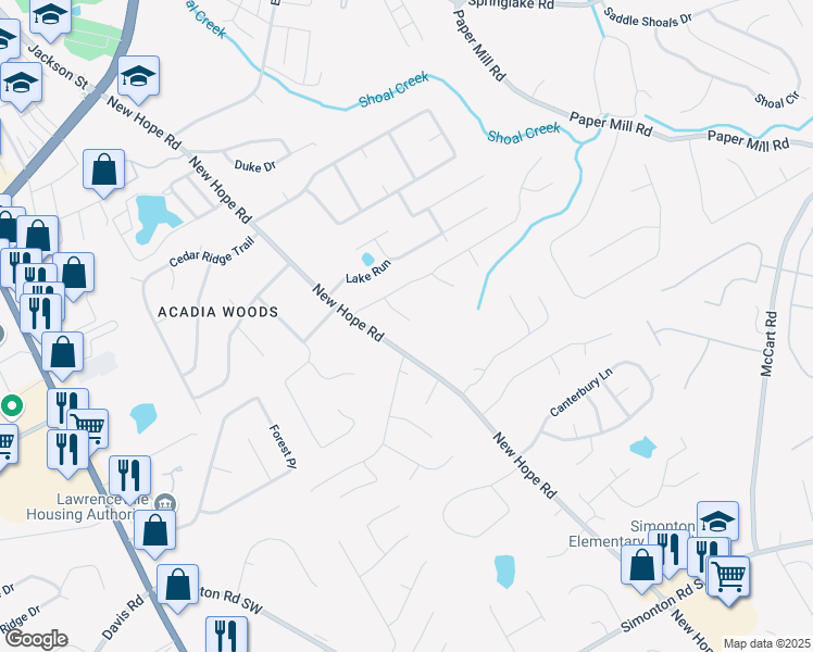 map of restaurants, bars, coffee shops, grocery stores, and more near 551 Garden View Court in Lawrenceville
