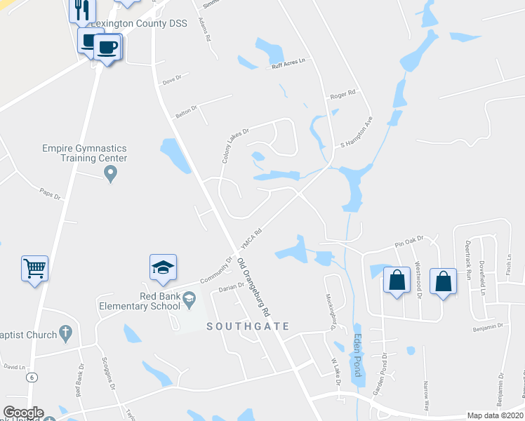 map of restaurants, bars, coffee shops, grocery stores, and more near 221 Colony Lakes Drive in Lexington