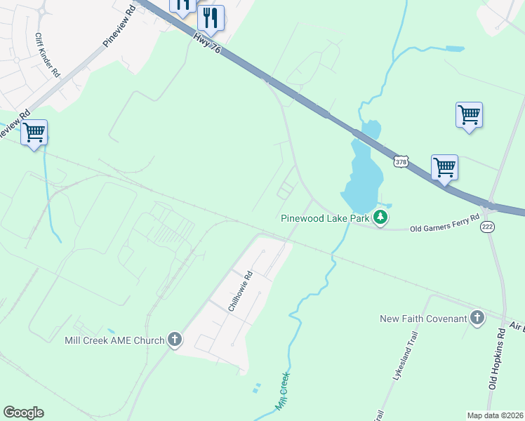 map of restaurants, bars, coffee shops, grocery stores, and more near 1050 Old Garners Ferry Rd in Columbia