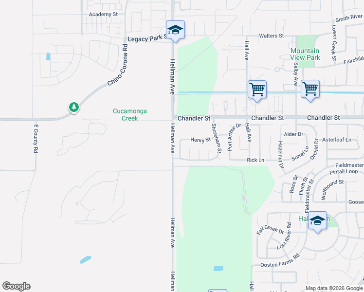 map of restaurants, bars, coffee shops, grocery stores, and more near 7903 Burrington Street in Corona