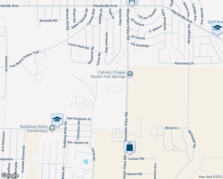 map of restaurants, bars, coffee shops, grocery stores, and more near 67890 Nicole Court in Desert Hot Springs
