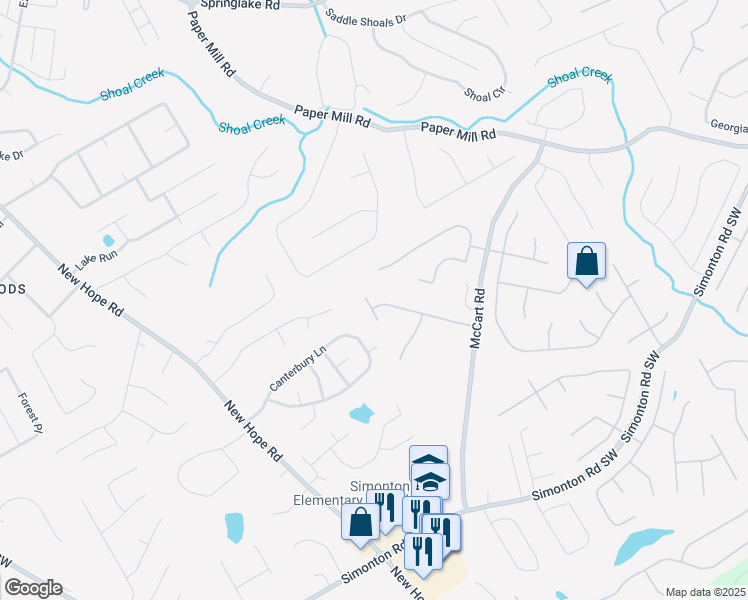 map of restaurants, bars, coffee shops, grocery stores, and more near 749 Castle Top Court Southeast in Lawrenceville