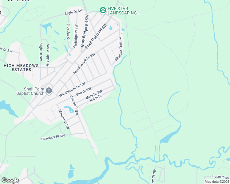 map of restaurants, bars, coffee shops, grocery stores, and more near 1584 Cardinal Drive Southwest in Shallotte