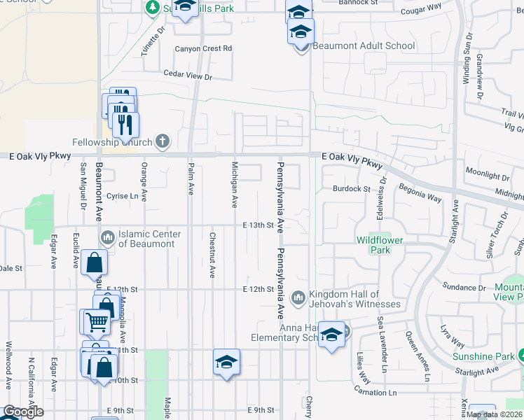 map of restaurants, bars, coffee shops, grocery stores, and more near 1318 Massachusetts Avenue in Beaumont