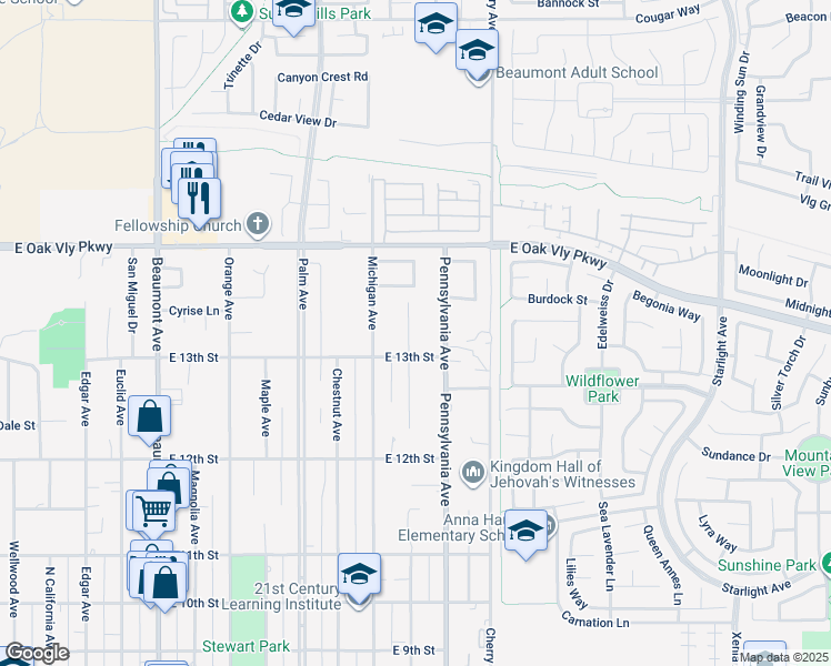 map of restaurants, bars, coffee shops, grocery stores, and more near 1318 Massachusetts Avenue in Beaumont