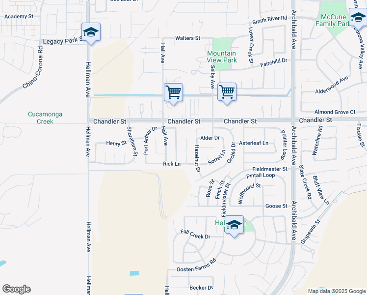map of restaurants, bars, coffee shops, grocery stores, and more near 7915 Saddletree Court in Corona