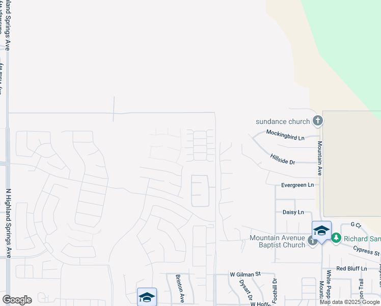 map of restaurants, bars, coffee shops, grocery stores, and more near 2095 Linden Lane in Banning