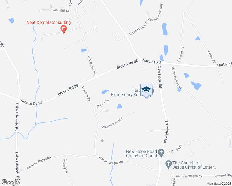 map of restaurants, bars, coffee shops, grocery stores, and more near 2600 Track Way in Dacula