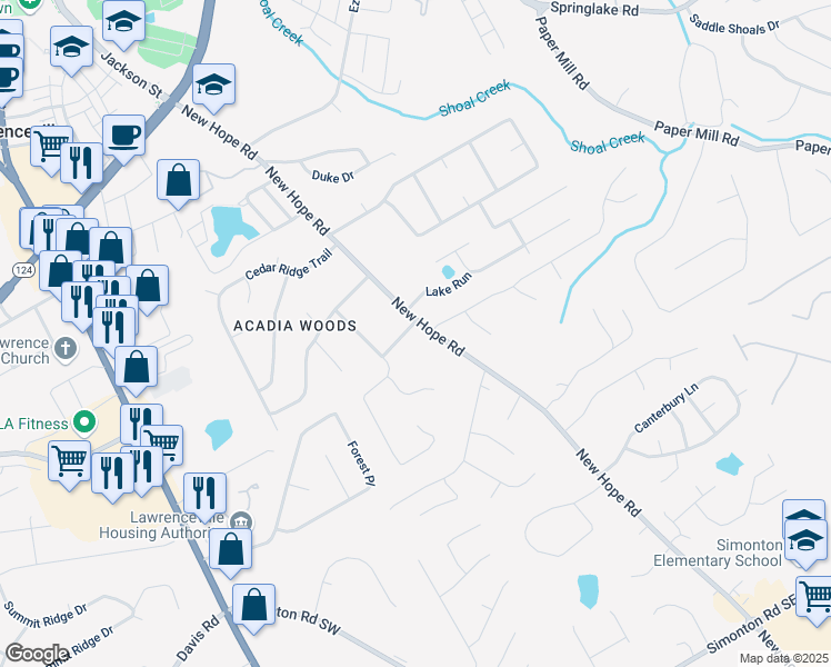 map of restaurants, bars, coffee shops, grocery stores, and more near 481 Saddle Ridge Drive in Lawrenceville