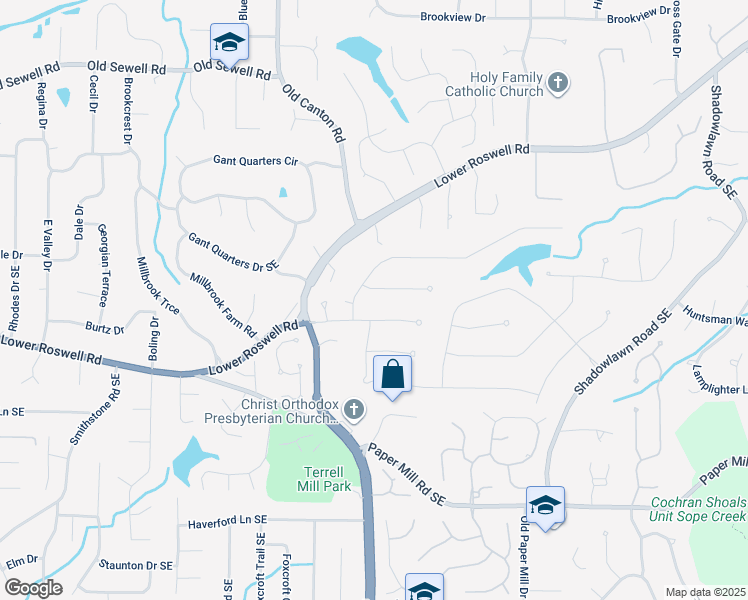 map of restaurants, bars, coffee shops, grocery stores, and more near 3200 Turtle Lake Court in Marietta