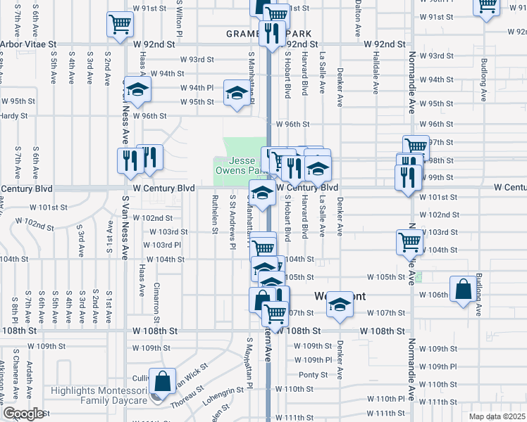 map of restaurants, bars, coffee shops, grocery stores, and more near in Los Angeles