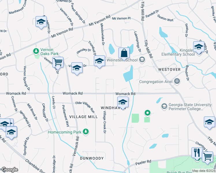 map of restaurants, bars, coffee shops, grocery stores, and more near 4979 Shadow Glen Court in Dunwoody