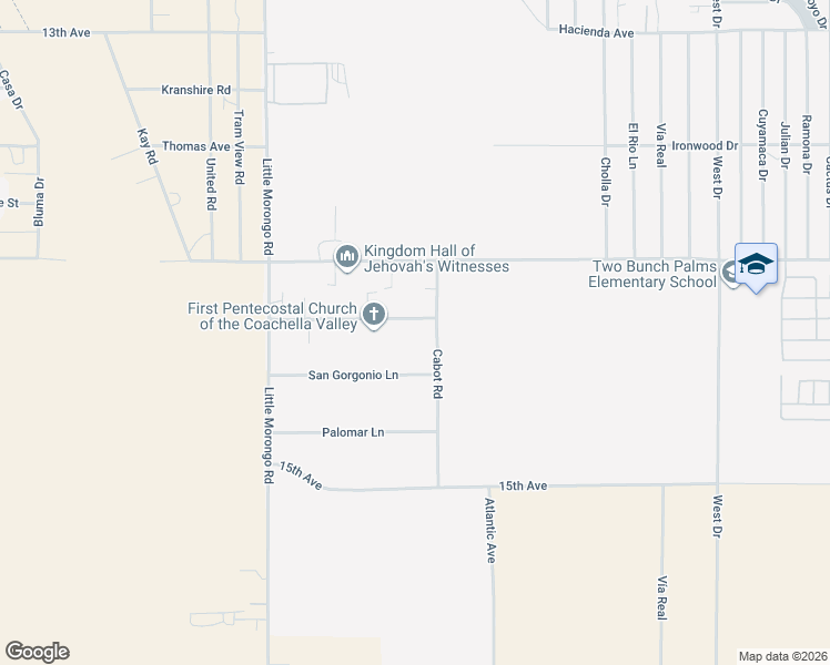 map of restaurants, bars, coffee shops, grocery stores, and more near 65311 San Jacinto Lane in Desert Hot Springs
