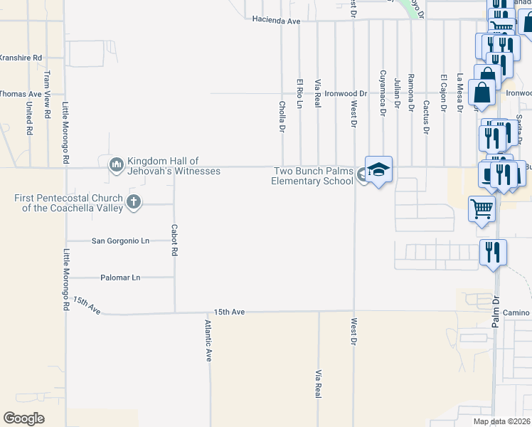 map of restaurants, bars, coffee shops, grocery stores, and more near in Desert Hot Springs
