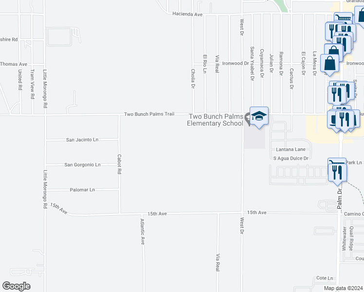 map of restaurants, bars, coffee shops, grocery stores, and more near in Desert Hot Springs