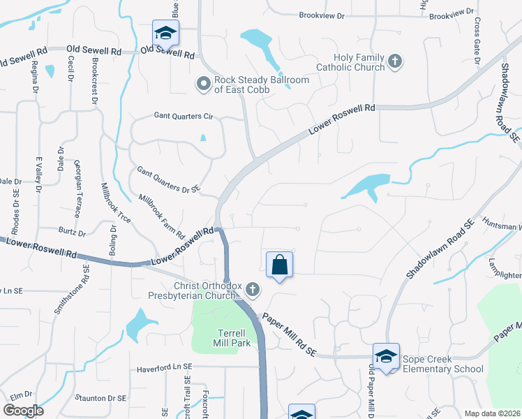 map of restaurants, bars, coffee shops, grocery stores, and more near 3211 Turtle Lake Court in Marietta