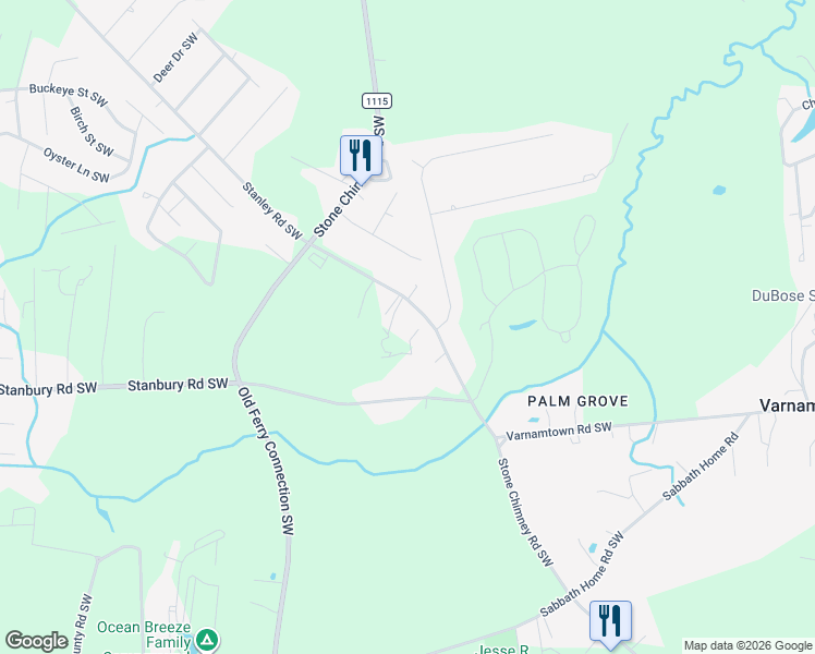 map of restaurants, bars, coffee shops, grocery stores, and more near 2623-2639 Stone Chimney Road Southwest in Brunswick