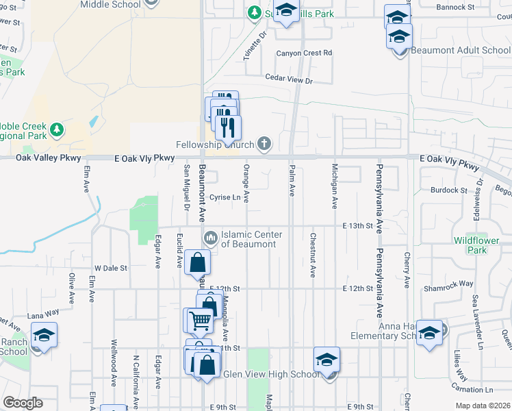 map of restaurants, bars, coffee shops, grocery stores, and more near in Beaumont