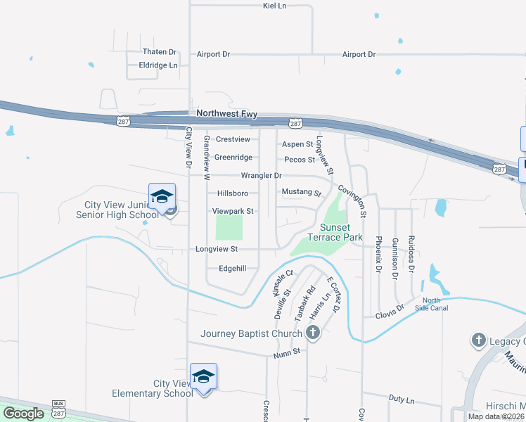 map of restaurants, bars, coffee shops, grocery stores, and more near 1621 Grandview East in Wichita Falls