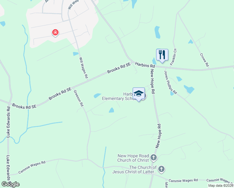 map of restaurants, bars, coffee shops, grocery stores, and more near 2630 Track Way in Dacula
