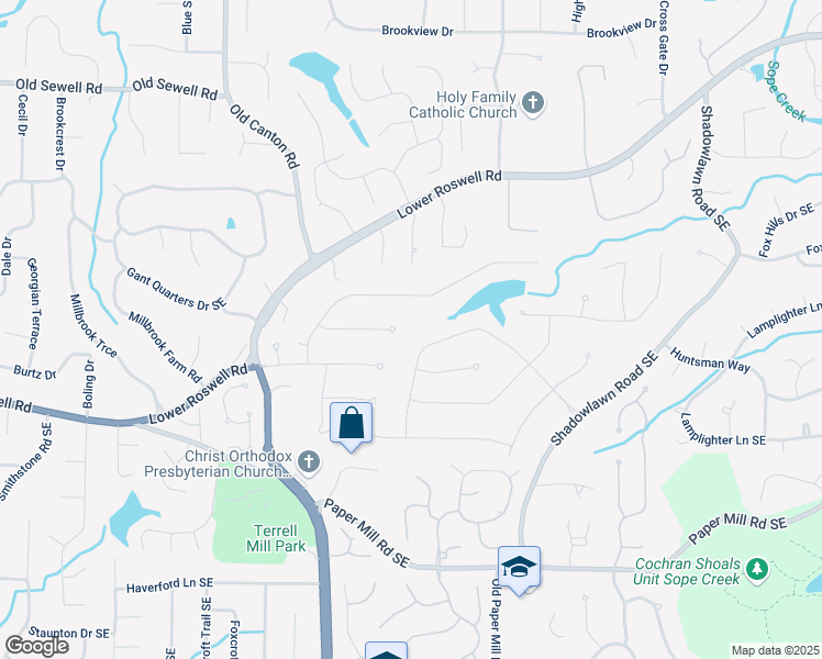 map of restaurants, bars, coffee shops, grocery stores, and more near 3280 Turtle Lake Court in Marietta