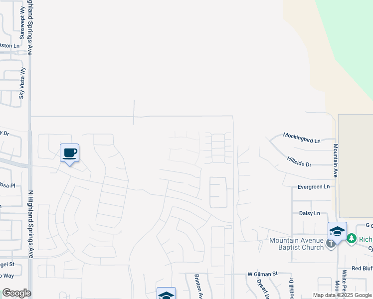 map of restaurants, bars, coffee shops, grocery stores, and more near in Banning
