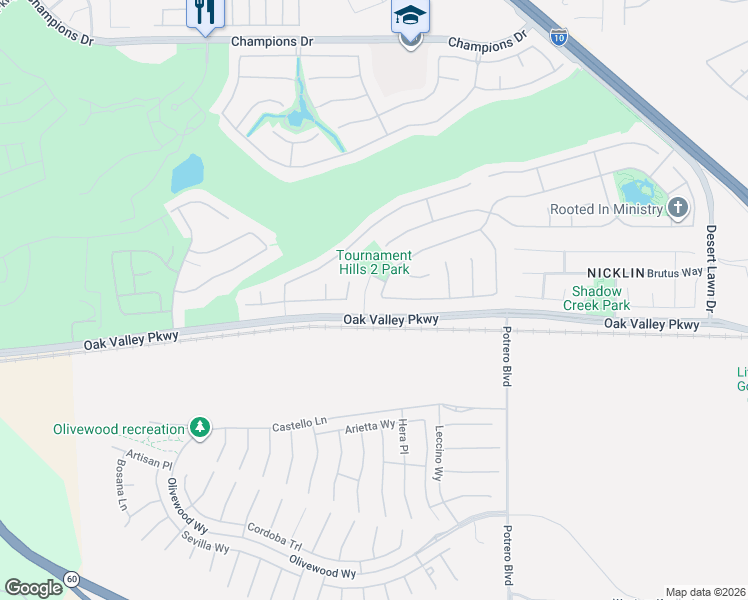 map of restaurants, bars, coffee shops, grocery stores, and more near 36438 Amateur Way in Beaumont
