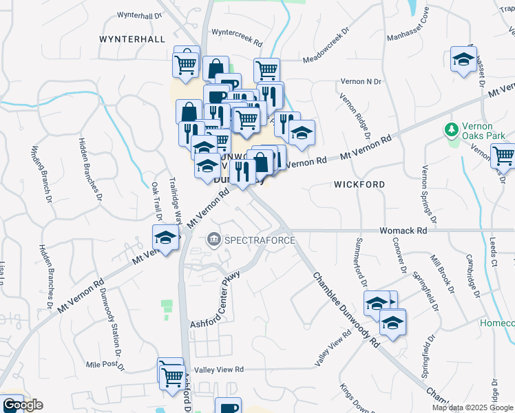 map of restaurants, bars, coffee shops, grocery stores, and more near 5375 Chamblee Dunwoody Road in Atlanta