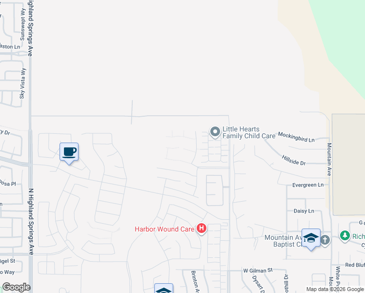 map of restaurants, bars, coffee shops, grocery stores, and more near in Banning