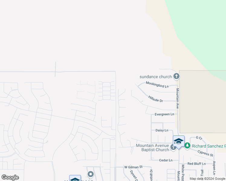 map of restaurants, bars, coffee shops, grocery stores, and more near 2160 Redwood Lane in Banning