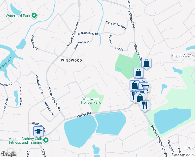 map of restaurants, bars, coffee shops, grocery stores, and more near 5163 Lakeside Drive in Doraville