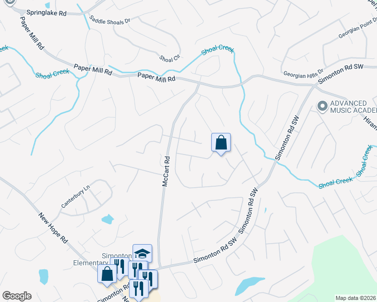 map of restaurants, bars, coffee shops, grocery stores, and more near 452 Keldron Drive in Lawrenceville