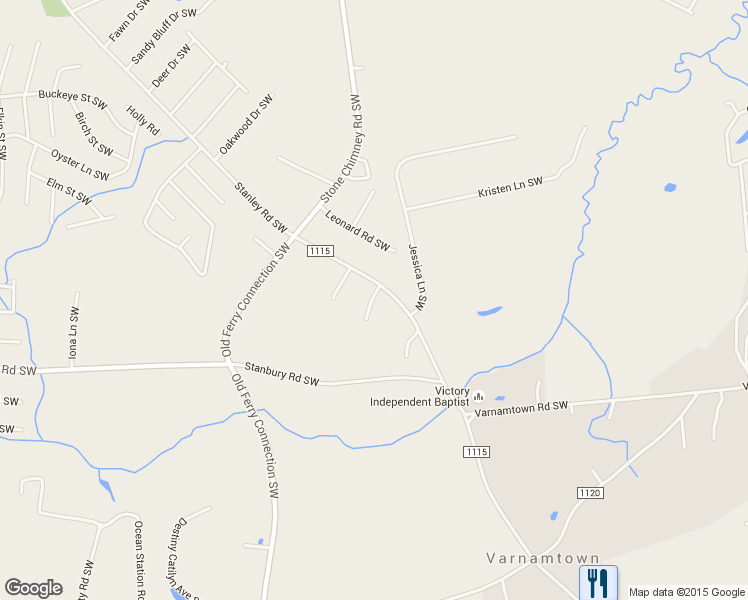 map of restaurants, bars, coffee shops, grocery stores, and more near 2623 Stone Chimney Road Southwest in Brunswick County