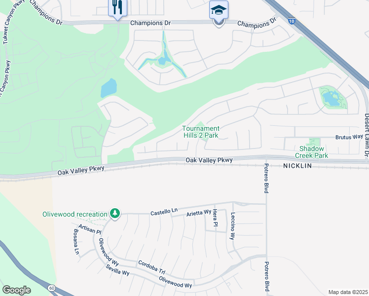map of restaurants, bars, coffee shops, grocery stores, and more near 13187 Niblick Lane in Beaumont
