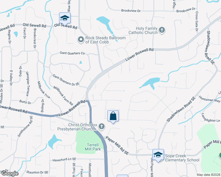 map of restaurants, bars, coffee shops, grocery stores, and more near 3211 Turtle Lake Court in Marietta
