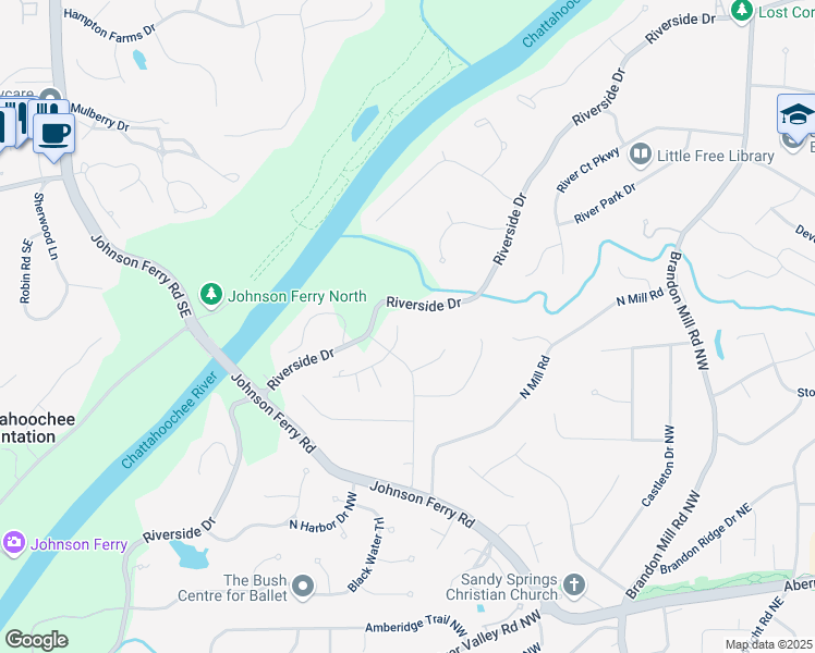 map of restaurants, bars, coffee shops, grocery stores, and more near 270 Crosstree Lane in Sandy Springs