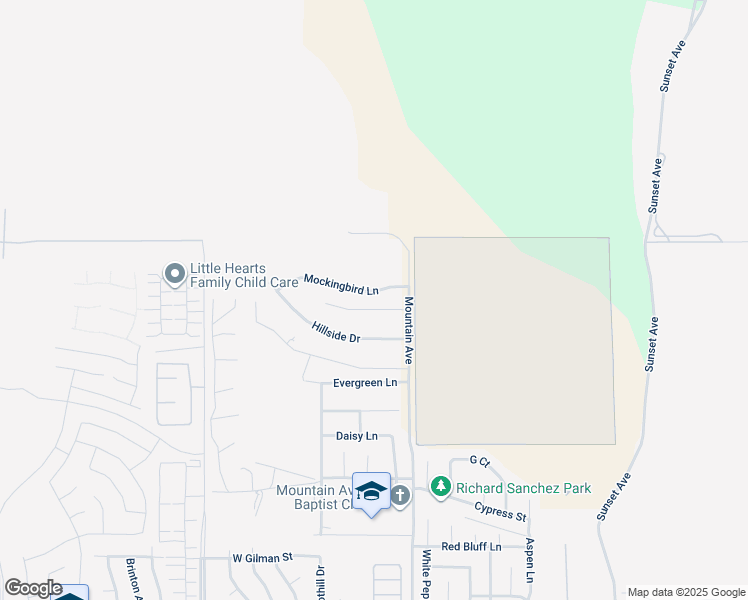 map of restaurants, bars, coffee shops, grocery stores, and more near 4140 Mockingbird Lane in Banning