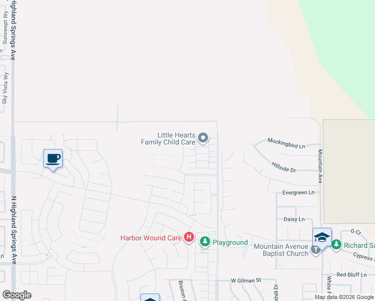 map of restaurants, bars, coffee shops, grocery stores, and more near in Banning