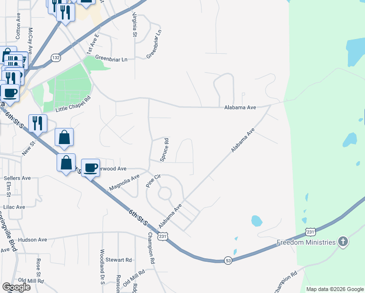 map of restaurants, bars, coffee shops, grocery stores, and more near 907 Azalea Road in Oneonta