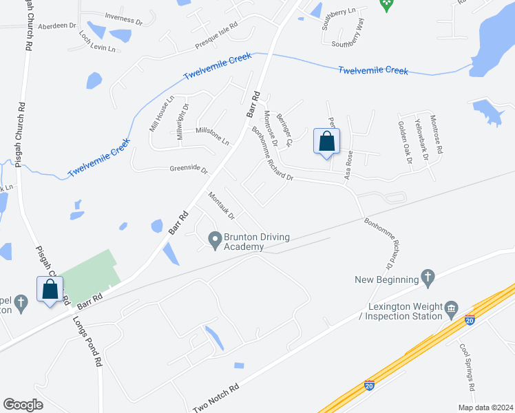 map of restaurants, bars, coffee shops, grocery stores, and more near 194 Bonhomme Circle in Lexington