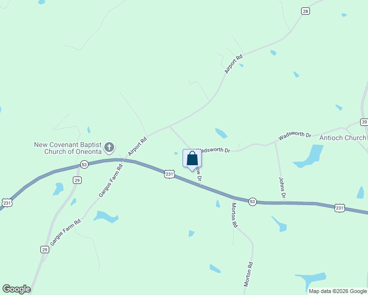 map of restaurants, bars, coffee shops, grocery stores, and more near 225 Dow Drive in Oneonta