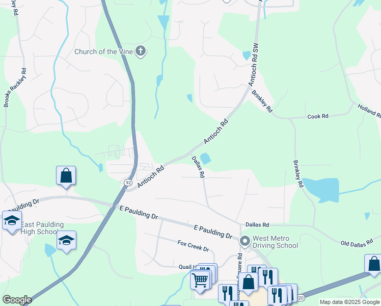 map of restaurants, bars, coffee shops, grocery stores, and more near 0 Dallas Road in Dallas