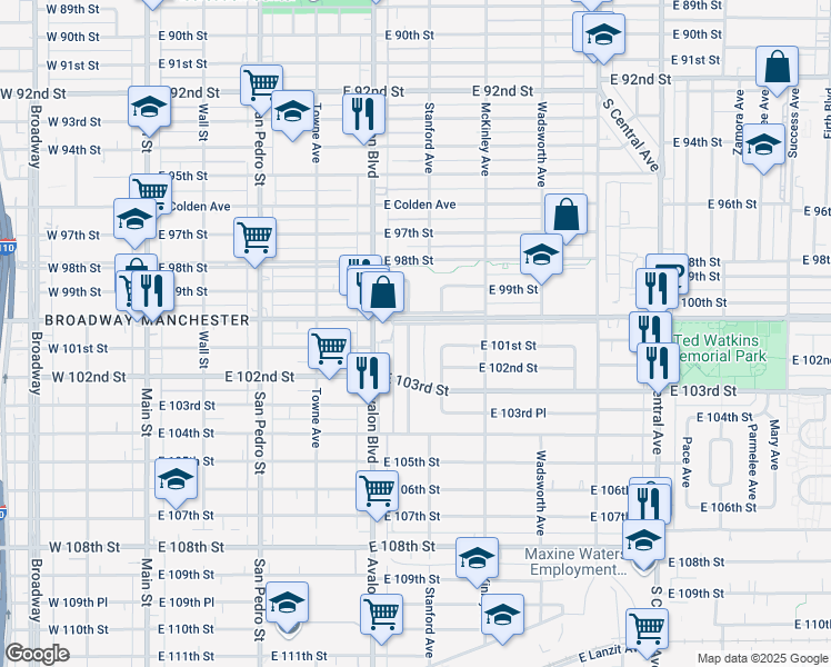 map of restaurants, bars, coffee shops, grocery stores, and more near 10006 Paloma Avenue in Los Angeles