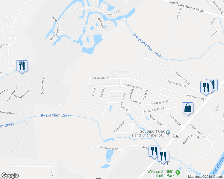 map of restaurants, bars, coffee shops, grocery stores, and more near 4256 Cherry Laurel Lane Southeast in Southport