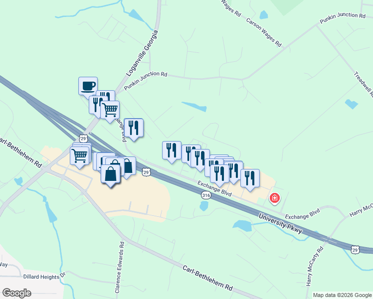 map of restaurants, bars, coffee shops, grocery stores, and more near 837 Lodgeview Drive in Bethlehem