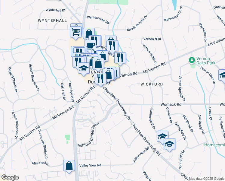 map of restaurants, bars, coffee shops, grocery stores, and more near 5375 Chamblee Dunwoody Road in Atlanta