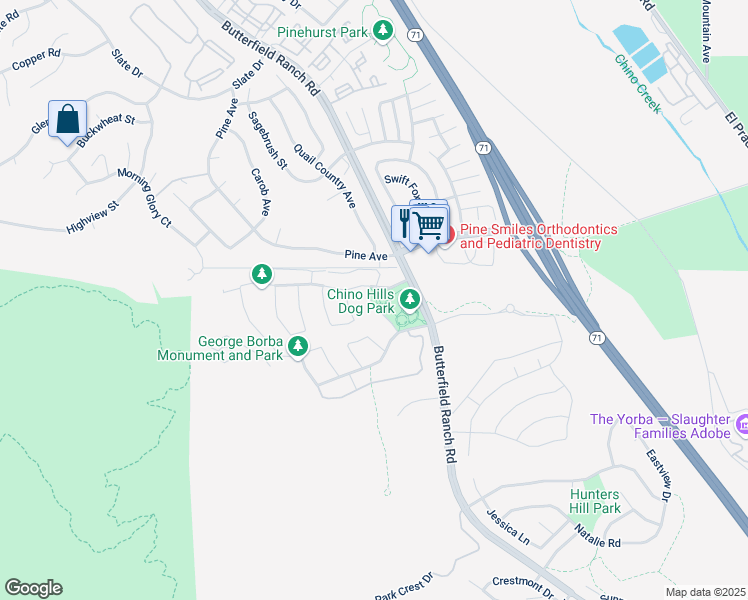 map of restaurants, bars, coffee shops, grocery stores, and more near 17001 Amadora Drive in Chino Hills