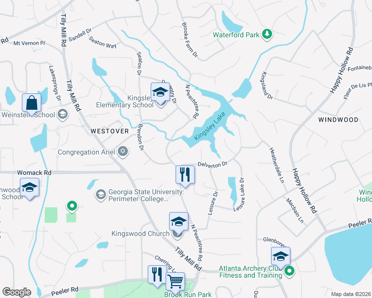 map of restaurants, bars, coffee shops, grocery stores, and more near 2235 Sancroff Court in Dunwoody