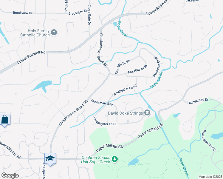 map of restaurants, bars, coffee shops, grocery stores, and more near 220 Hobnail Court Southeast in Marietta